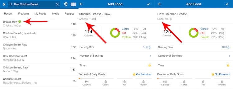 Tracking calories and macros with MyFitnessPal.