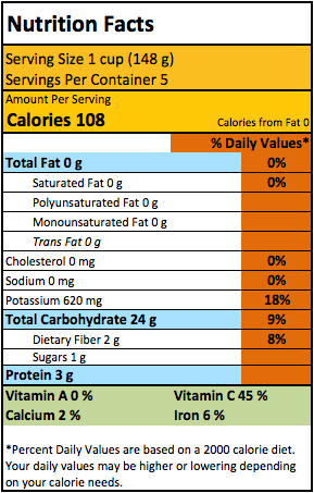 Example of a nutrition label.