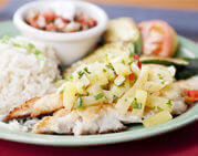 Image of seared cod with pineapple